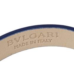 Pre Owned Bvlgari Diva's Dream Blue Enamel Gold Plated Leather Bracelet