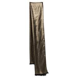 Pre Owned Bvlgari Gold Silk Wool Lettere Maxi Logomania Stole
