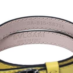 Pre Owned Bvlgari Matte Yellow Leather Serpenti Forever Double Coil Bracelet