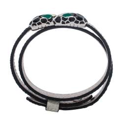 Pre Owned Bvlgari Serpenti Forever Metallic Leather Double Wrap Bracelet