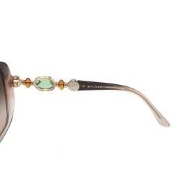 Pre Owned Bvlgari Brown Acetate 8080-B Jewel Embellished Gradient Cat Eye Sunglasses