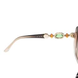 Pre Owned Bvlgari Brown Acetate 8080-B Jewel Embellished Gradient Cat Eye Sunglasses