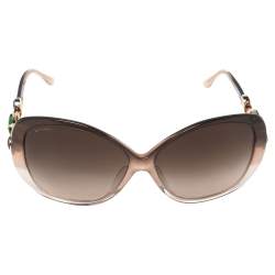 Pre Owned Bvlgari Brown Acetate 8080-B Jewel Embellished Gradient Cat Eye Sunglasses