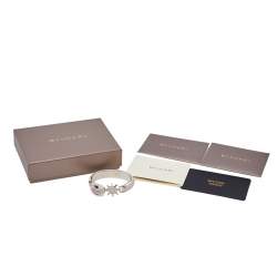 Pre Owned Bvlgari White Leather Gold Plated Serpenti Forever Bracelet