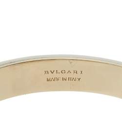 Pre Owned Bvlgari White Leather Gold Plated Serpenti Forever Bracelet