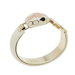 Pre Owned Bvlgari White Leather Gold Plated Serpenti Forever Bracelet