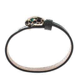 Pre Owned Bvlgari Dark Green Karung Leather Serpenti Forever Bracelet