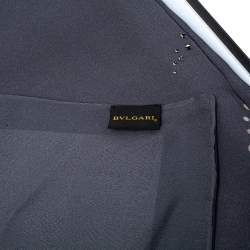 Bvlgari Grey Crystal Embellished Wave Print Layered Silk Stole