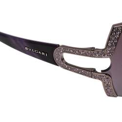 Pre Owned Bvlgari Purple Acetate 6038-B Parentesi Motif Shield Sunglasses