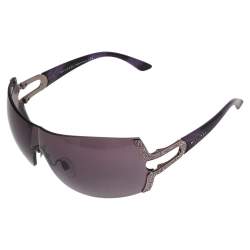 Pre Owned Bvlgari Purple Acetate 6038-B Parentesi Motif Shield Sunglasses
