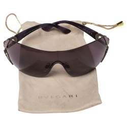 Pre Owned Bvlgari Purple Acetate 6038-B Parentesi Motif Shield Sunglasses