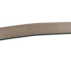 Bvlgari Bvlgari Interlocking Circles Green Leather Gold Plated Double Coiled Bracelet 