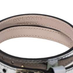 Pre Owned Bvlgari Serpenti Forever Silver Leather Double Wrap Bracelet