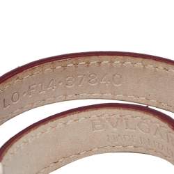 Pre Owned Bvlgari Bvlgari Burgundy Leather Silver Tone Double Coil Wrap Bracelet