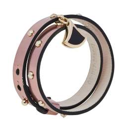 Bvlgari Divas' Dream Metallic Studded Leather Double Wrap Bracelet