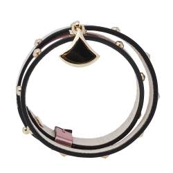 Bvlgari Divas' Dream Metallic Studded Leather Double Wrap Bracelet