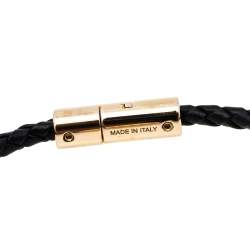 Pre Owned Bvlgari Serpenti Forever Black Braided Leather Bracelet