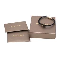 Pre Owned Bvlgari Serpenti Forever Black Braided Leather Bracelet