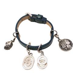 Bvlgari Blue Patent Leather Charm Bracelet
