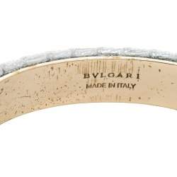 Pre Owned Bvlgari Serpenti Forever Metallic Leather Gold Plated Open Cuff Bracelet