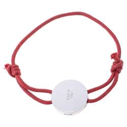 Pre Owned Bvlgari Red Enamel Sterling Silver Adjustable Cord Bracelet