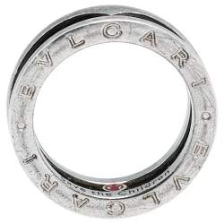 Bvlgari Save the Children 1-Band Black Ceramic Silver Ring Size 55
