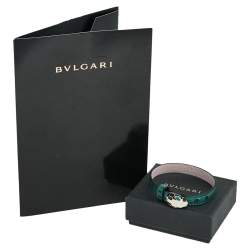 Pre Owned Bvlgari Serpenti Forever Green Karung Leather Wrap Bracelet