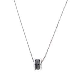 Pre Owned Bvlgari Save the Children Black Ceramic Silver Pendant Necklace