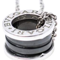Pre Owned Bvlgari Save the Children Black Ceramic Silver Pendant Necklace