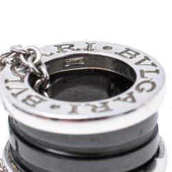 Pre Owned Bvlgari Save the Children Black Ceramic Silver Pendant Necklace