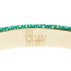 Pre Owned Bvlgari Serpenti Forever Green Galuchat Leather Cuff Bracelet