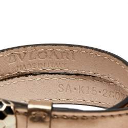 Pre Owned Bvlgari Serpenti Forever Enamel Gold Leather Double Wrap Bracelet