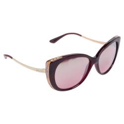 Pre Owned Bvlgari Burgundy / Burgundy Gradient 8178 Cat Eye Sunglasses