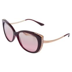 Pre Owned Bvlgari Burgundy / Burgundy Gradient 8178 Cat Eye Sunglasses