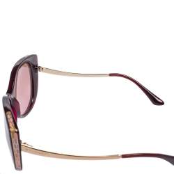 Pre Owned Bvlgari Burgundy / Burgundy Gradient 8178 Cat Eye Sunglasses
