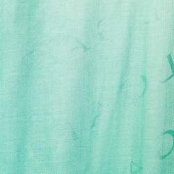 Bvlgari Turquoise Logo Jacquard Cashmere & Silk Square Scarf