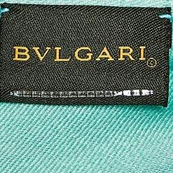 Bvlgari Turquoise Logo Jacquard Cashmere & Silk Square Scarf