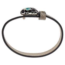 Bvlgari Serpenti Forever Beige Lizard Leather Enamel Palladium Plated Bracelet