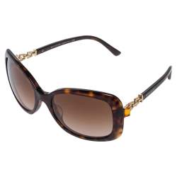Bvlgari Brown Tortoise Acetate 8144-B-F Embellished Gradient Oversized Sunglasses