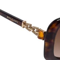 Bvlgari Brown Tortoise Acetate 8144-B-F Embellished Gradient Oversized Sunglasses