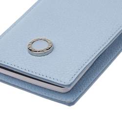Pre Owned Bvlgari Blue Leather Notepad Cover