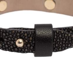 Bvlgari Serpenti Forever Black Galuchat Leather Studded Wrap Bracelet
