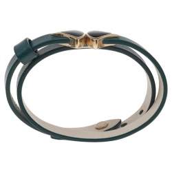 Pre Owned Bvlgari Divas' Dream Green Leather Double Tour Bracelet
