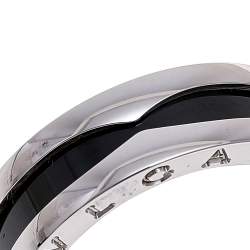 Bvlgari Save the Children 1-Band Black Ceramic Silver Ring Size 58