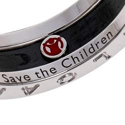 Bvlgari Save the Children 1-Band Black Ceramic Silver Ring Size 58