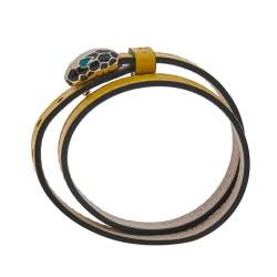 Bvlgari Serpenti Forever Yellow Leather Double Coil Bracelet