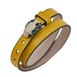 Bvlgari Serpenti Forever Yellow Leather Double Coil Bracelet