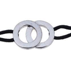 Bvlgari Interlocking Circles Sterling Silver Black Cord Bracelet