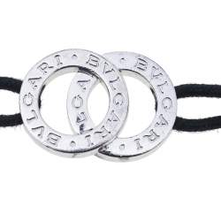 Bvlgari Interlocking Circles Sterling Silver Black Cord Bracelet