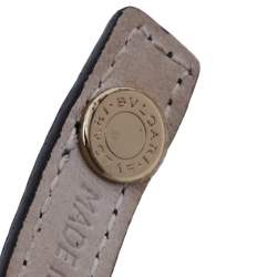 Pre Owned Bvlgari Black Leather Two Tone Interlocking Circles Wrap Bracelet